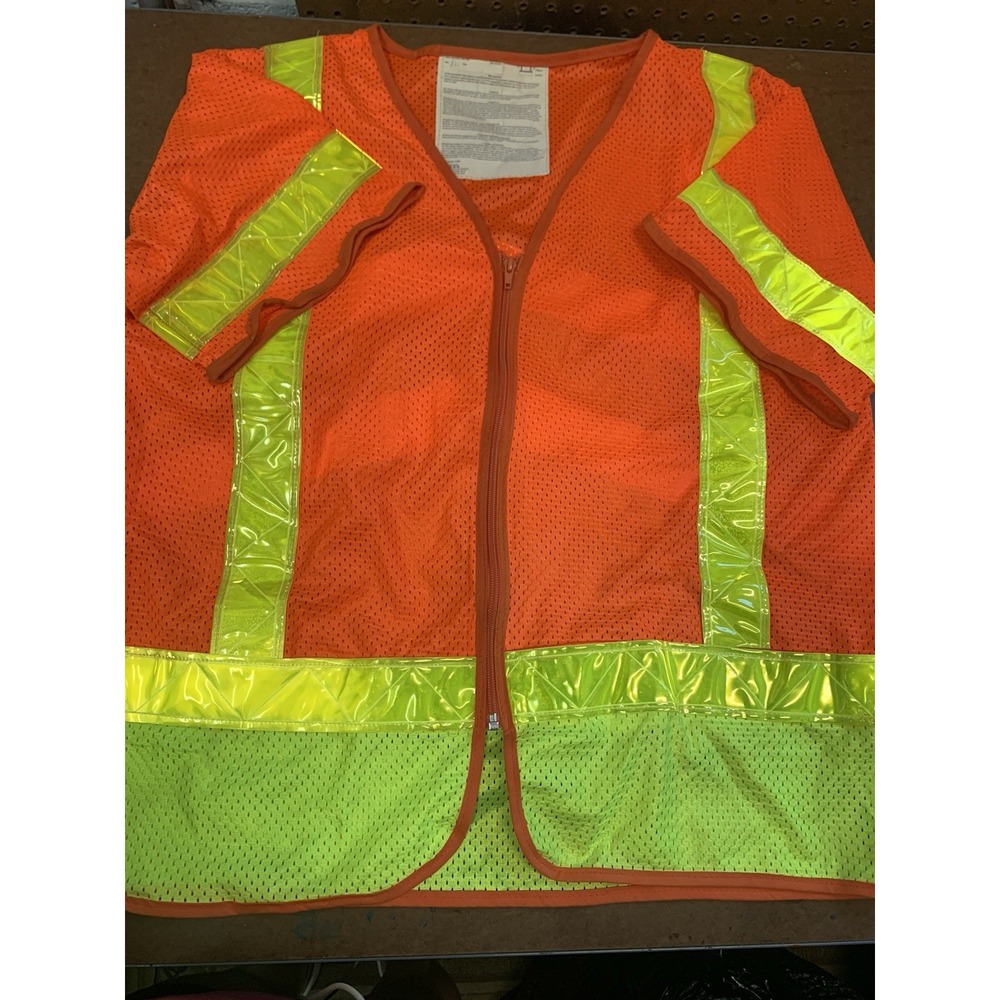 Adult XL FR Class 3 Level 2 Hi Vis Safety Utility Shirt Vest Mesh Orange